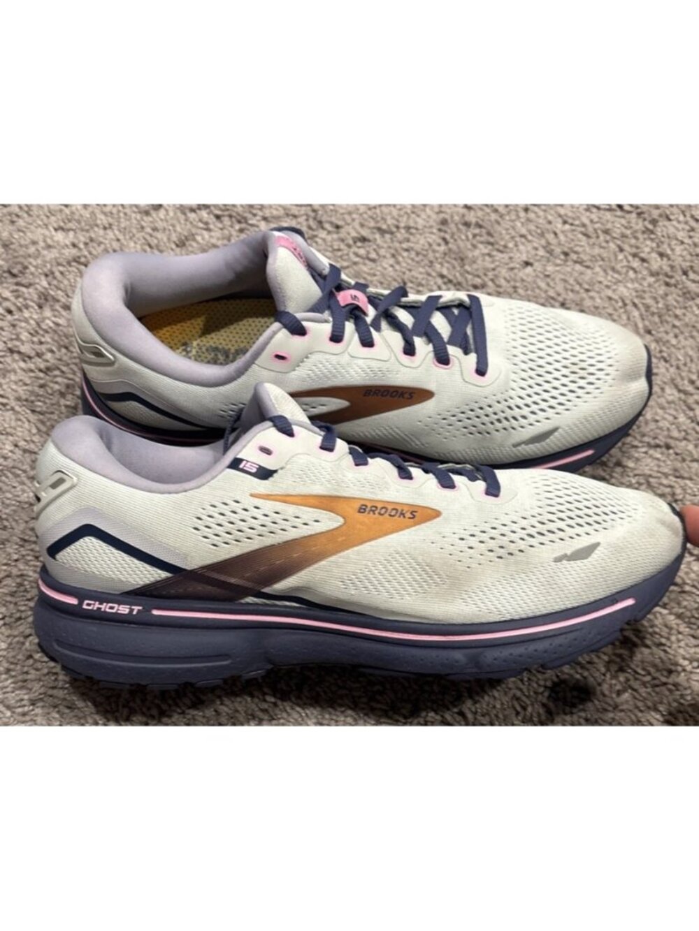 Brooks Ghost 15 Women's Running Shoes Spa Blue Neo Pink Sneakers Sz 11D Wide